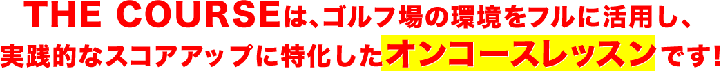 THE COURSEは、ゴルフ場の環境をフルに活用し、実践的なスコアアップに特化したオンコースレッスンです！